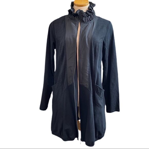 YEST Black Ruffle Jacket Parka Size M/L/XL See Measurements - Picture 3 of 14